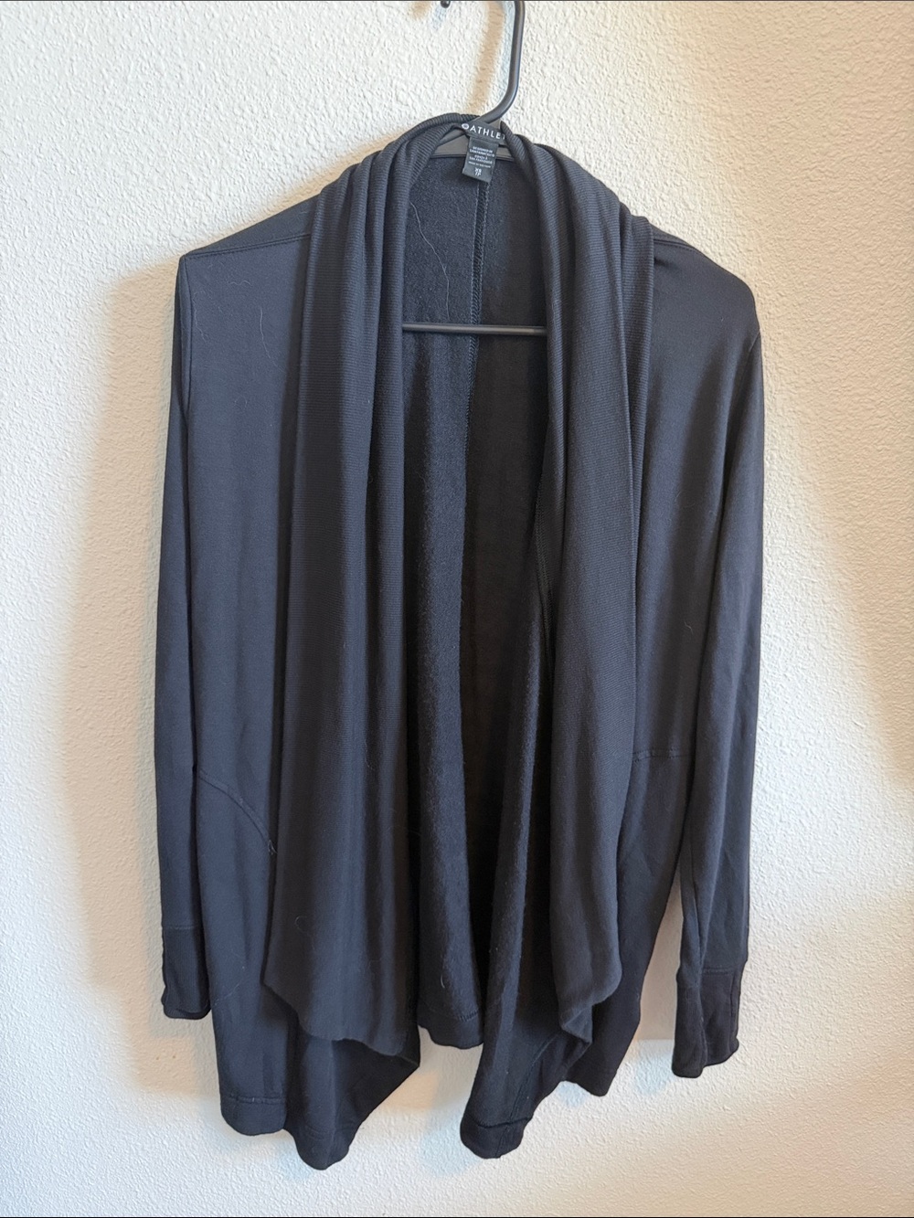 Athleta Black Draped Open-Front Cardigan